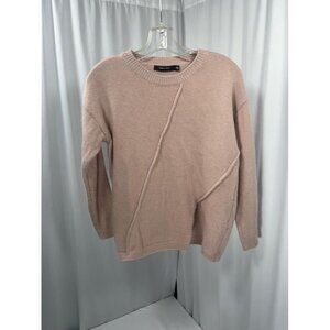 Doe & Rae Medium Pink Blush Sweater Stitching/Slit on Front Nylon Cashmere Blend